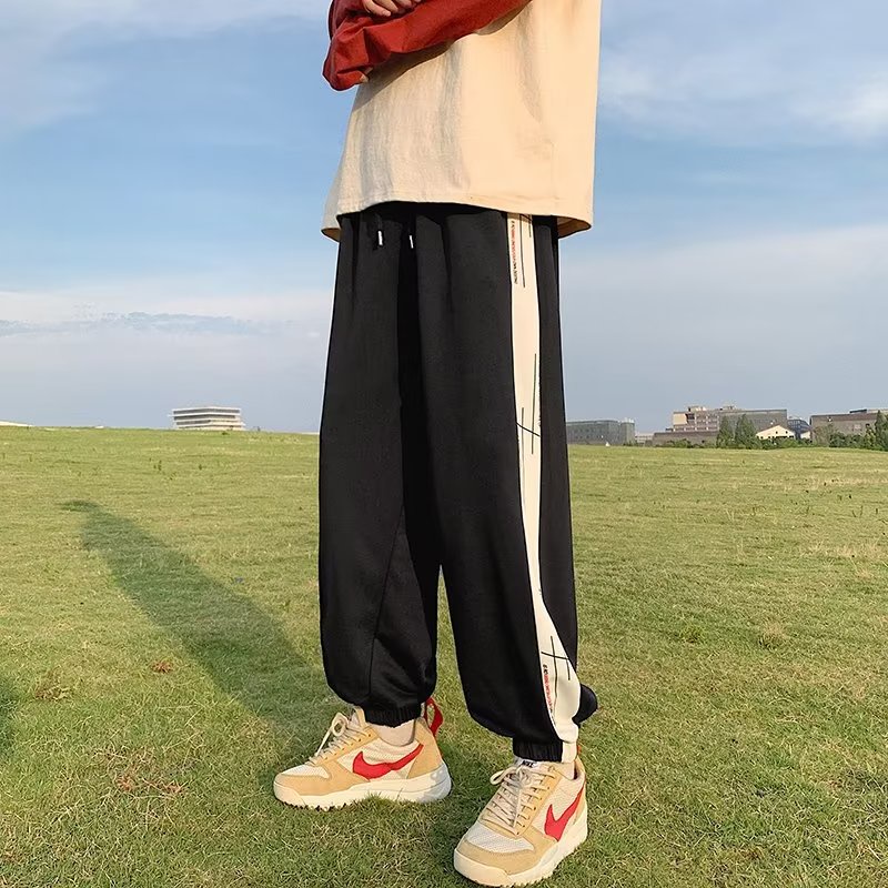 Quần Dài Dáng Rộng Lưng Thun Co Giãn Tốt Cỡ Lớn M-3XL Phong Cách Hip Hop Hàn Quốc Thời Trang Cho Nam