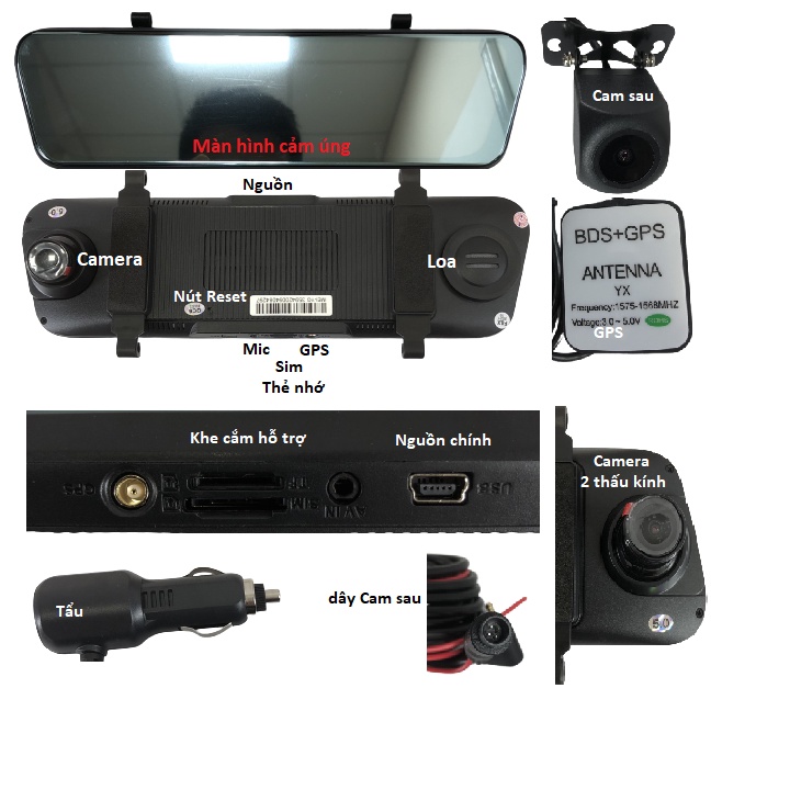 Camera hành trình ô tô MMX M10Plus Trước Sau. GPS/Sim4G/WIFI/MIC/LOA. Màn hình gương 9.66" Touch,hiện thị tốc độ. BH:12T