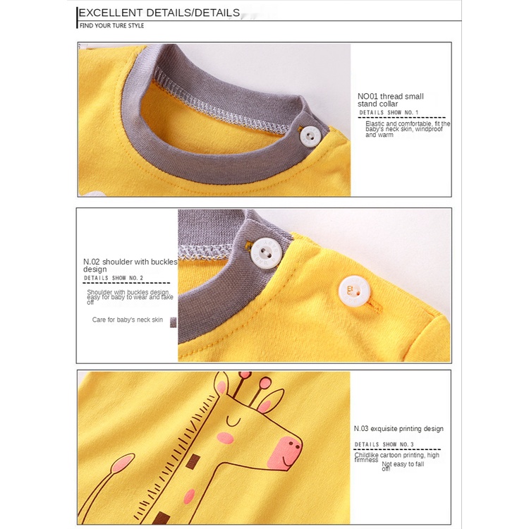 Bộ Đồ Ngủ Tay Dài Chất Cotton In Họa Tiết Hoạt Hình Phong Cách Hàn Quốc Thời Trang Mùa Thu Xinh Xắn Cho Bé 1-6 Tuổi