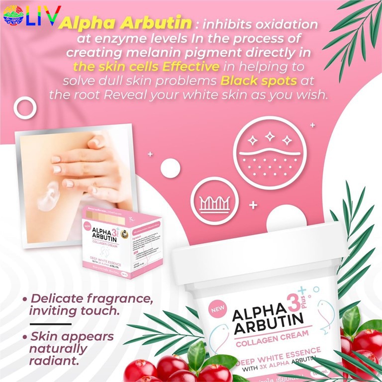 Alpha Arbutin (Hàng Mới Về) Kem Dưỡng Trắng Da Chứa Collagen 3 Plus Alpha Arbutin