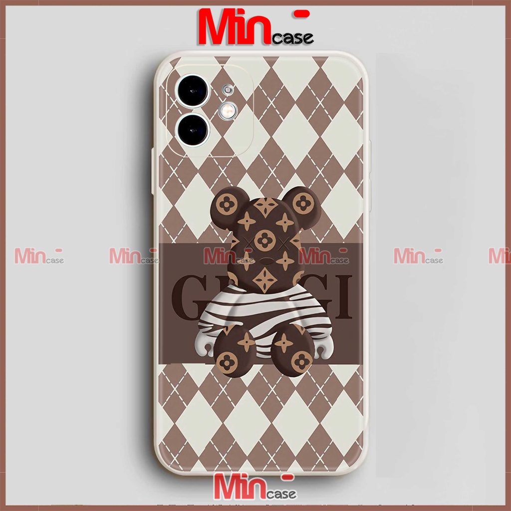 Ốp lưng iPhone cặp đôi gấu Beabrick viền vuông silicon mềm dẻo cho iphone 6/6s/7/8/X/XS/XR/11/12/13 Pro Plus Max cute