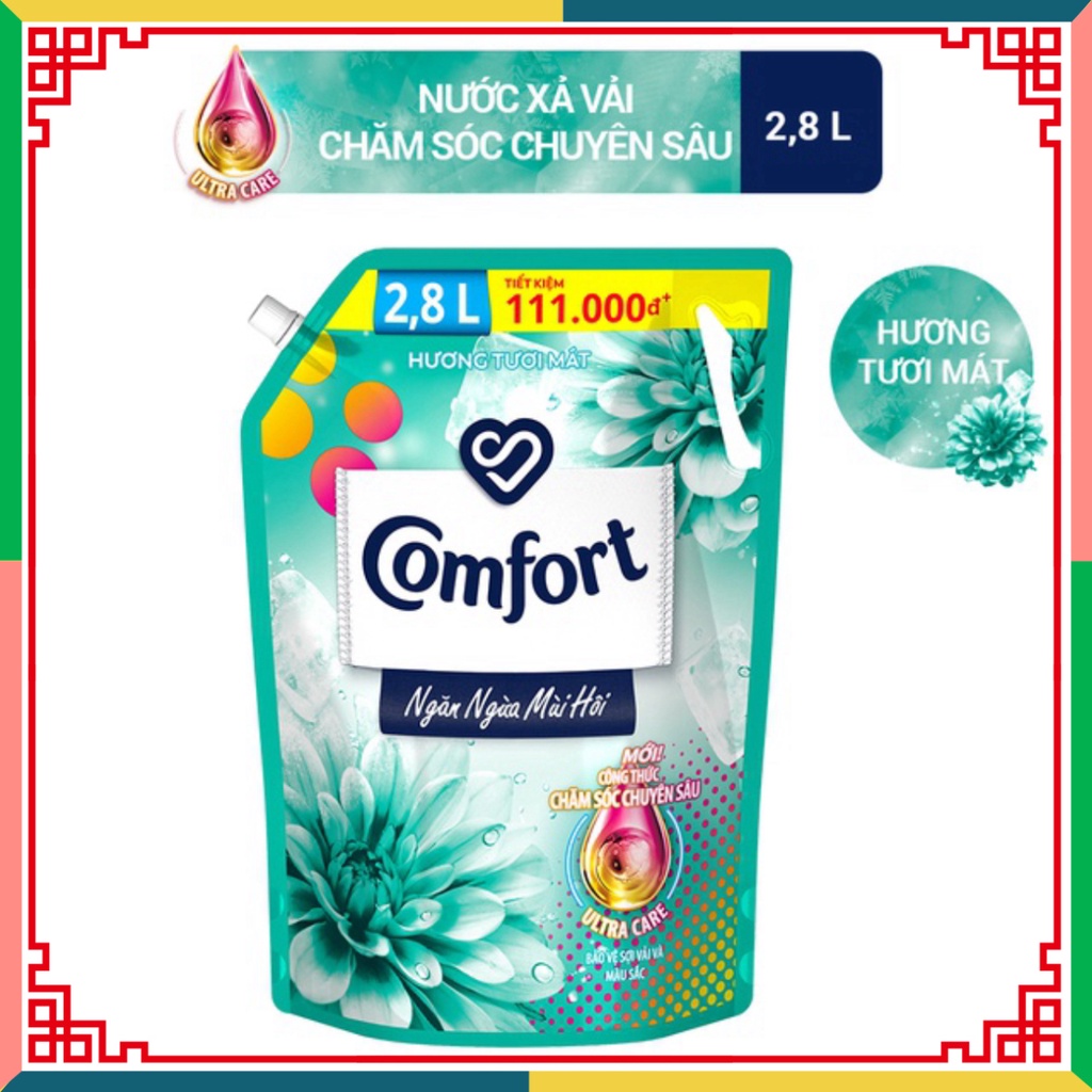 Nước xả làm mềm vải Comfort dưỡng sâu sát một lượt xả / Hương nước hoa thiên nhiên tự nhiên túi 2.8L