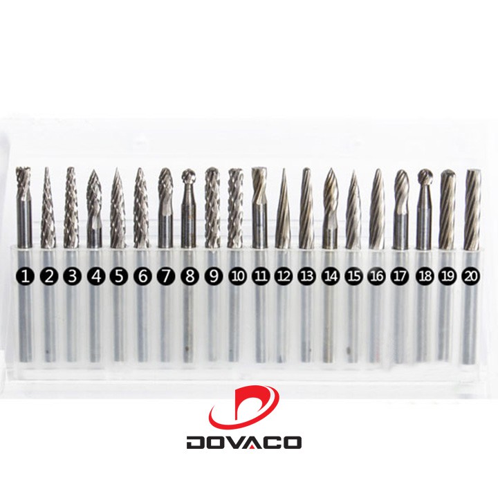 Bộ 20 mũi khắc vonfram DOVACO siêu cao cấp