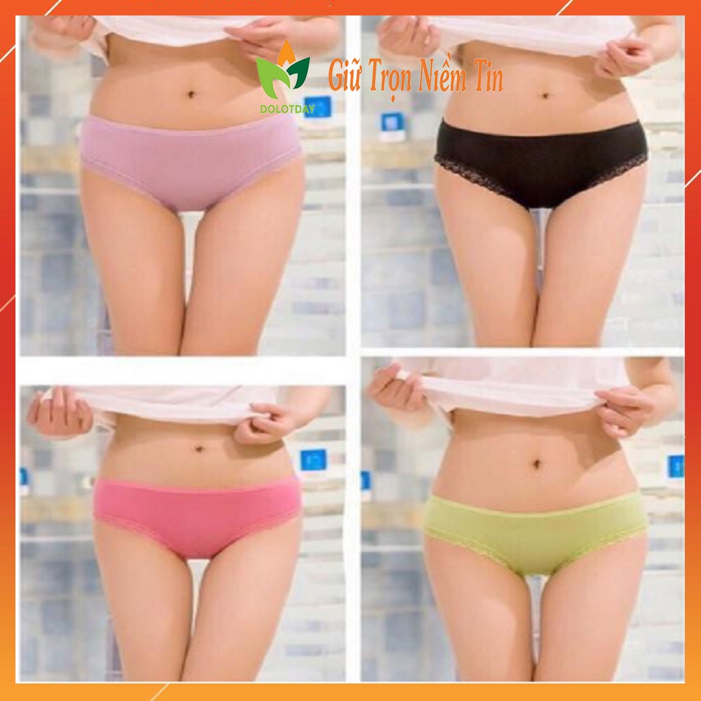 SET 3 Quần Lót Nữ Cotton Kháng Khuẩn Viền Ren Sexy cao cấp thiết kế thoáng mát LOTNU15