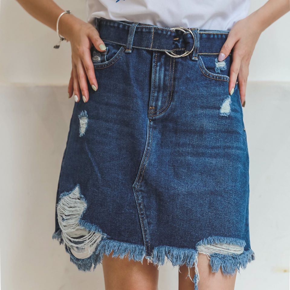 Chân váy jean rách nịt dây khuyên đẹp LXK74239 | BigBuy360 - bigbuy360.vn