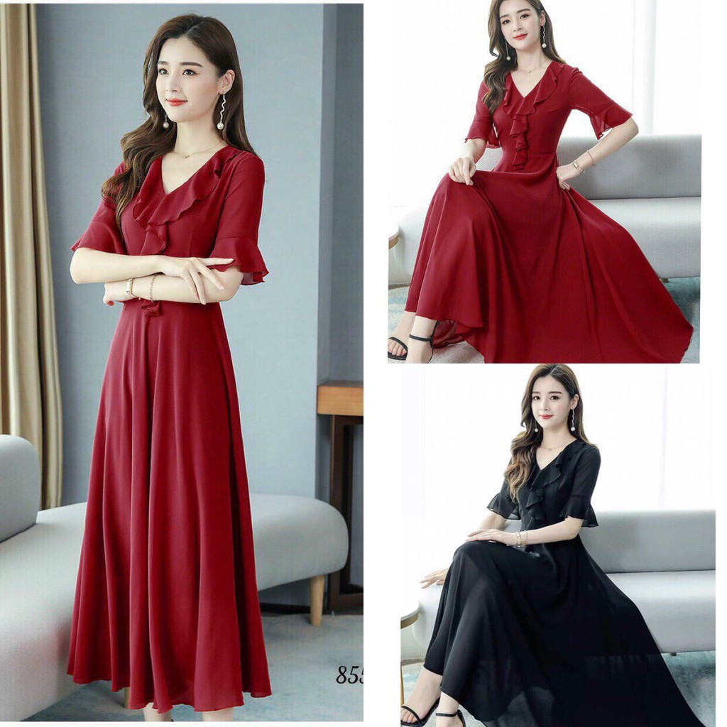 ĐẦM VOAN CHIFFON 2 LỚP ĐIỆU ĐÀ SANG TRỌNG SIZE TỪ 31-71KG