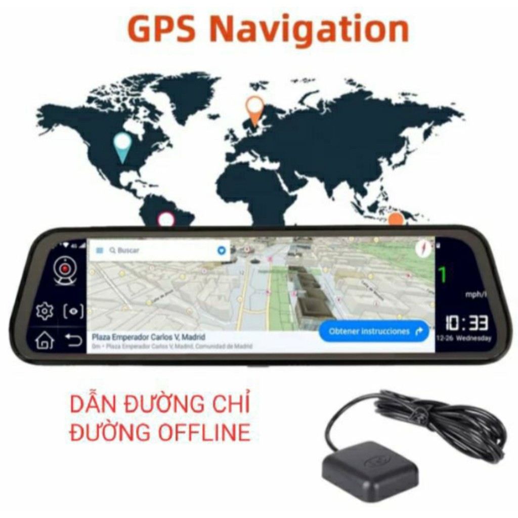 Camera hành trình màn gương Android 4G, Wifi,GPS . tặng thẻ nhớ 32GB | BigBuy360 - bigbuy360.vn