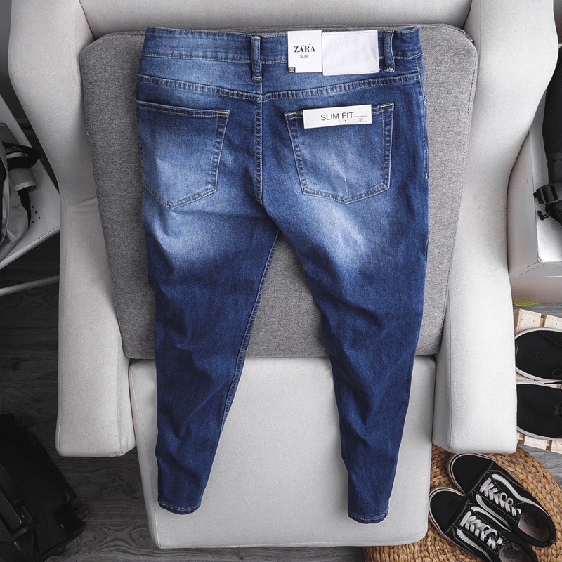 Quần jean rách ZR vnxk slim fit có thun co dãn thoải mái