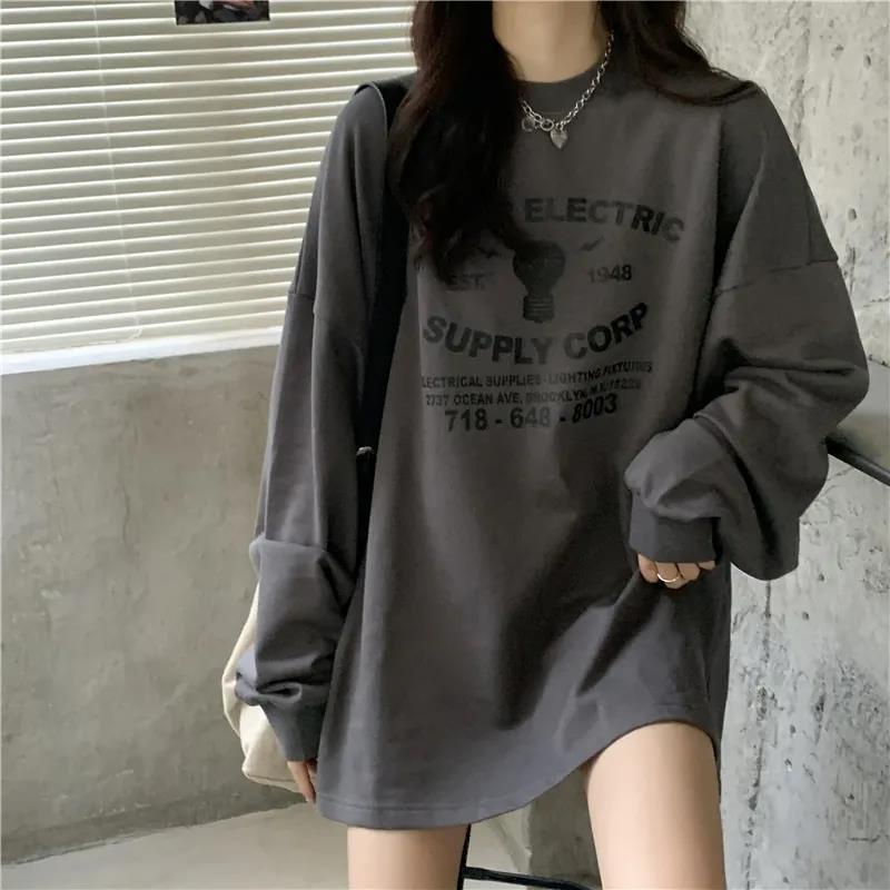 Áo thun dài tay dáng rộng oversize cá tính theo phong cách hàn quốc