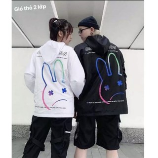 [BAD HABIT] ÁO KHOÁC DÙ TAI THỎ [UNISEX] CAO CẤP BASIC HAI MÀU ĐEN/TRẮNG