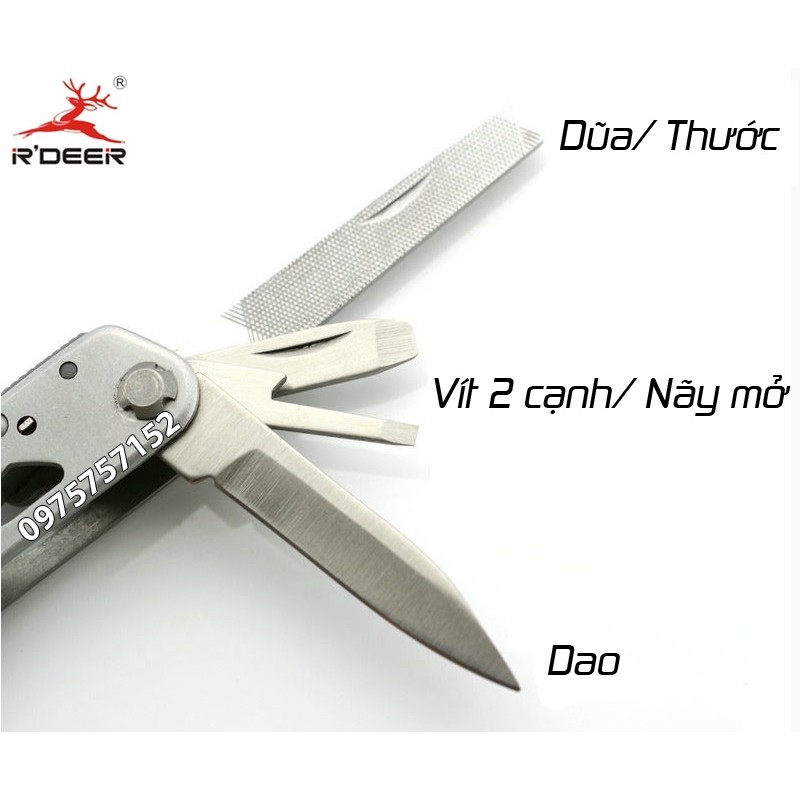 Kìm đa năng cao cấp R’DEER RT-2338, 11 chức năng trong 1, thiết kế nhỏ gọn,  thép không gỉ 2CR siêu chịu lực, siêu bền