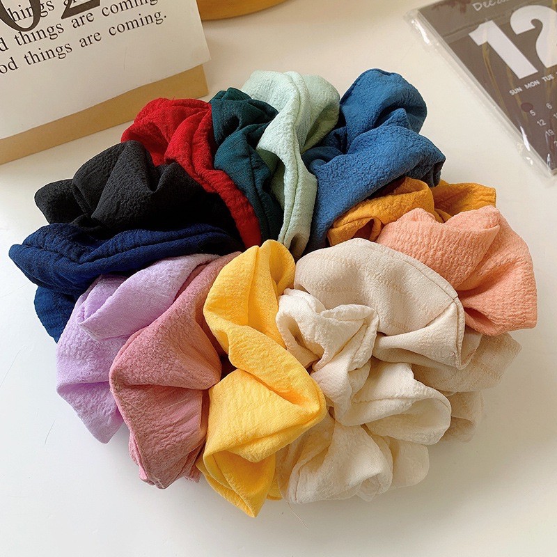 Combo 10 Dây Buộc Tóc Lalila Scrunchies Vải Kẻ Viền Đơn Giản Dễ Thương DC16