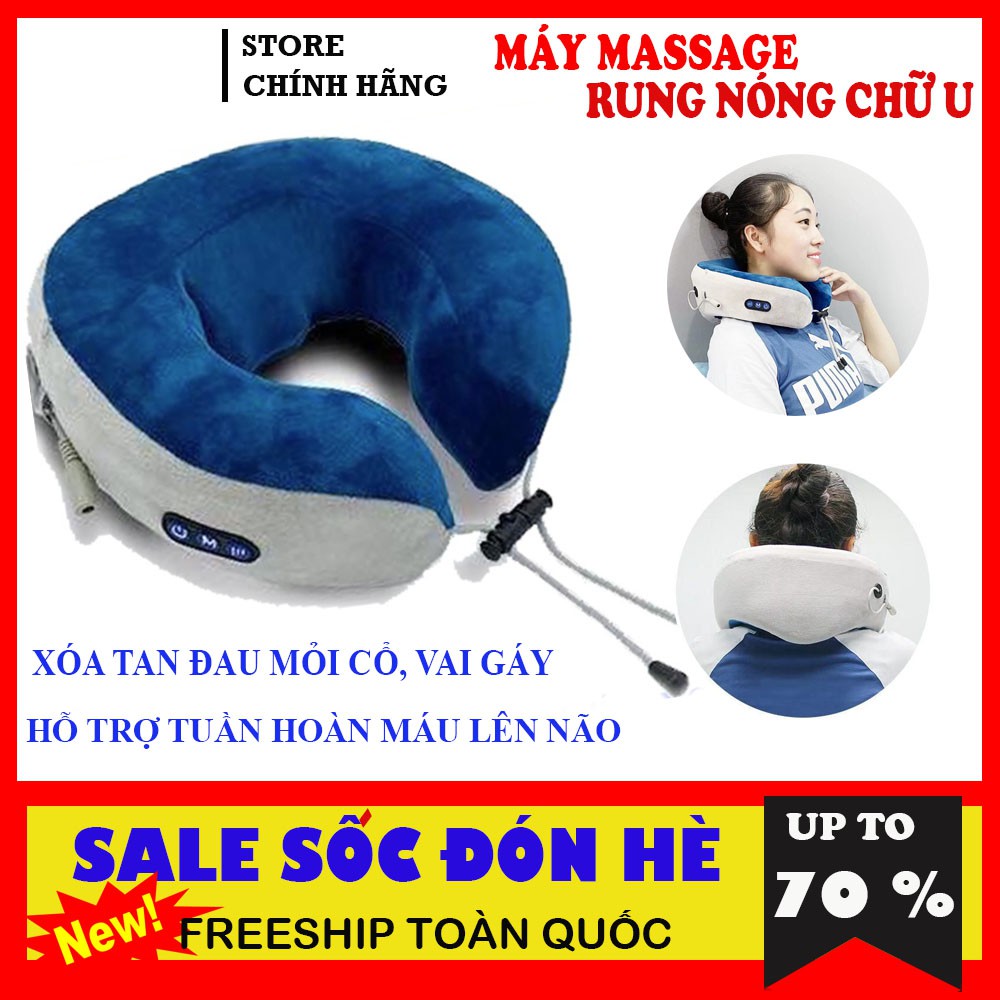 [HOT] Gối Massage Cổ Chữ U Rung Đa Năng Kế Hợp Nhào , Rung , Chườm Nóng Chống Mỏi Cổ, Vai gáy - MUA NGAY