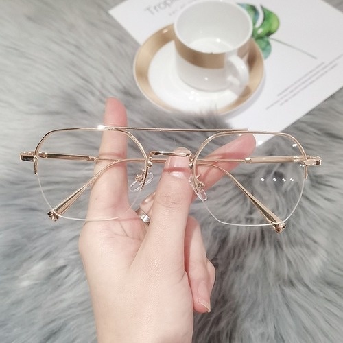 Kính cận thị thành phẩm Mắt Kính Nửa Gọng Kim Loại Chống Tia Sáng Xanh Từ Máy Tính