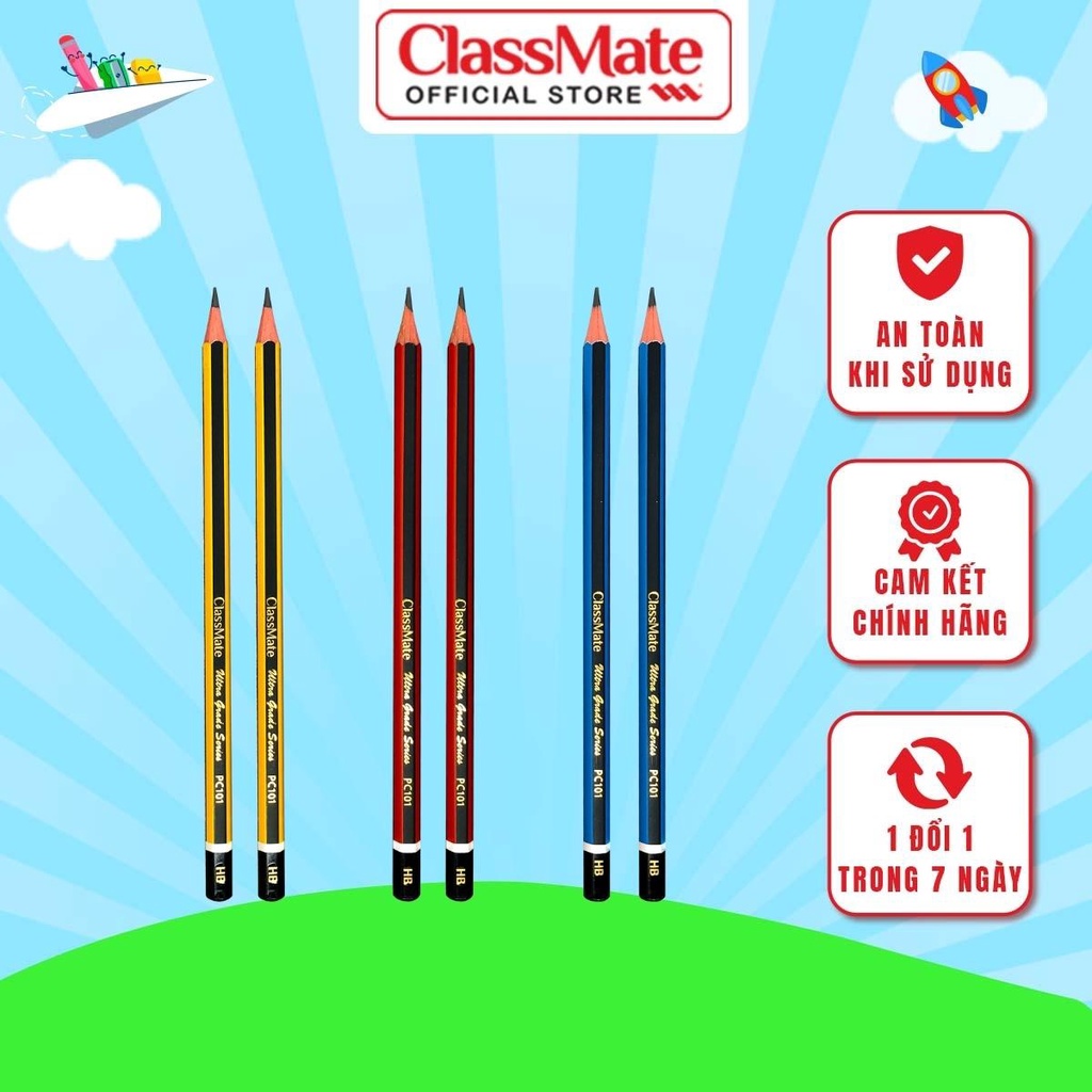 Bút Chì Gỗ HB CLASSMATE Nét Bút 0.5mm, Dùng Để Vẽ Tranh, Luyện Chữ Cho Học Sinh CL-PC101