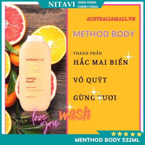 sữa tắm method body Oganic - method body wash Úc dưỡng ẩm lưu hương 532ml