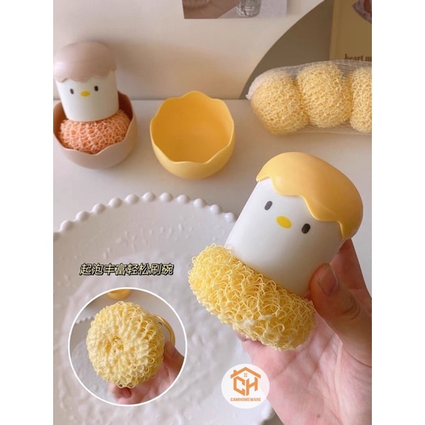 Dụng Cụ Rửa Bát Đĩa Cọ Chà Xoong Nồi Hình Con Vịt Cute Cam Homeware