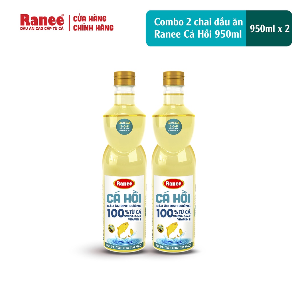 Combo 2 chai dầu ăn Ranee Cá Hồi 950ml (950ml/chai x 2 chai)