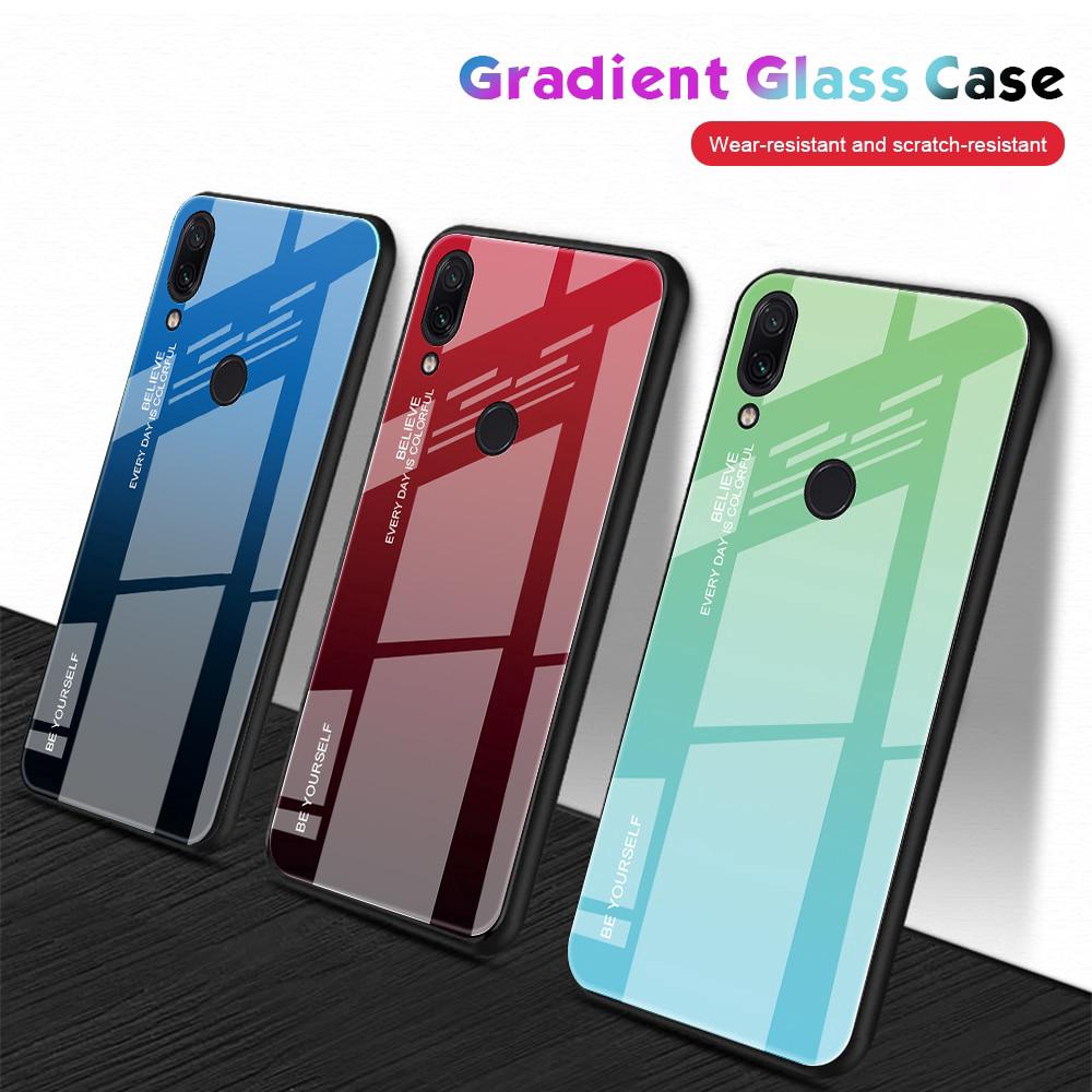 Ốp điện thoại mặt kính màu gradient thời trang dành cho Xiaomi Redmi 7/ Note 7/ 7Pro