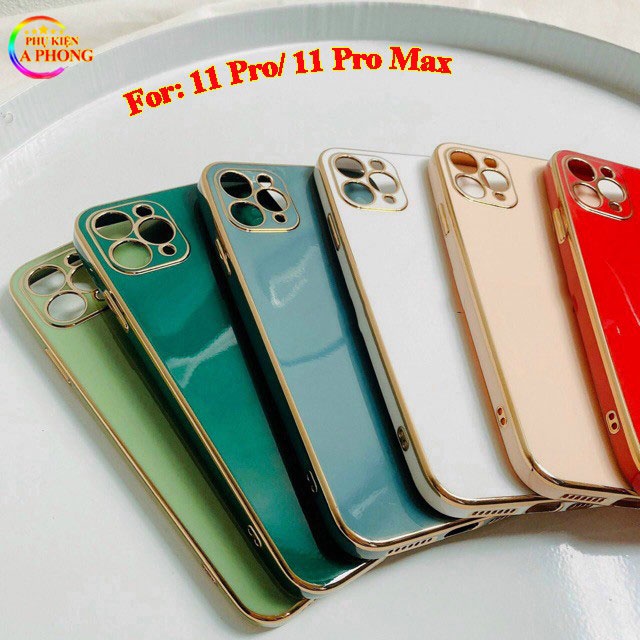 Ốp lưng iphone dẻo Cạnh vuông viền vàng cho iphone 6plus//6splus/7plus/8plus/x/xs/xsmax/11/11promax