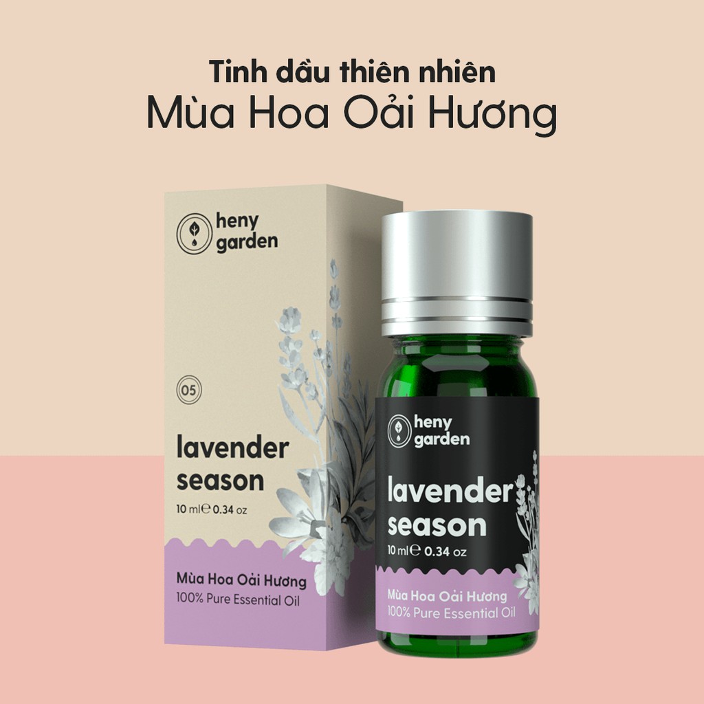 Tinh Dầu Oải Hương Lavender Organic Thiên Nhiên Nguyên Chất Đậm Đặc Xông Thơm Phòng, Làm Nến Thơm HENY GARDEN