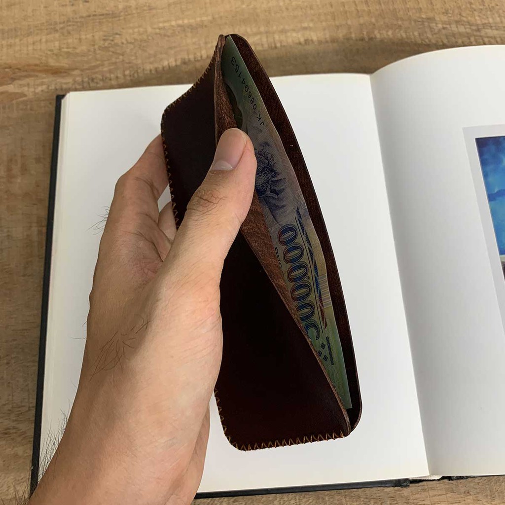 Ví nữ - đơn giản - màu nâu - sản xuất thủ công MC346