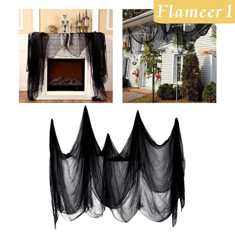 [Flameameer1] Rèm Cửa Sổ Vải Gạc Màu Đen Hóa Trang Halloween Dễ Xé Và Cắt