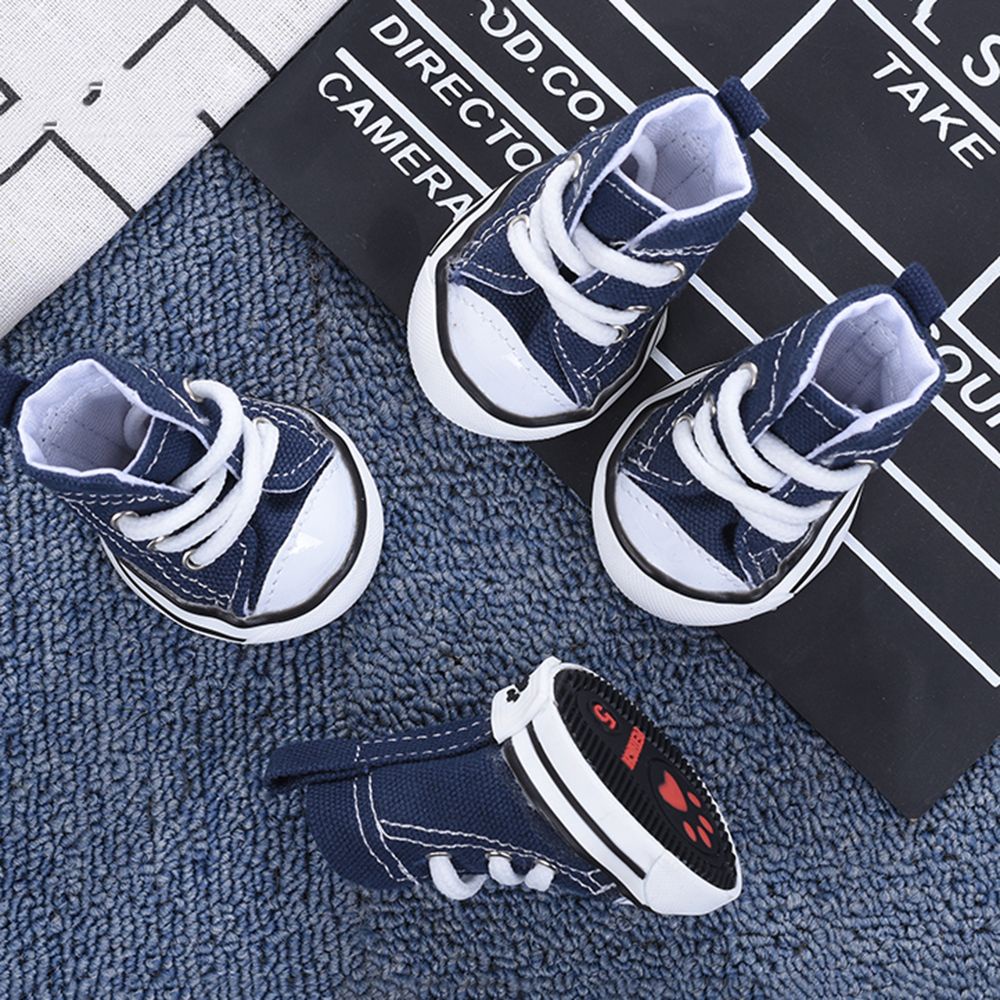Bộ 4 giày thể thao cho chó mèo cưng vải jean thoáng khí nhiều màu chống nước chống mòn kiểu dáng dễ thương