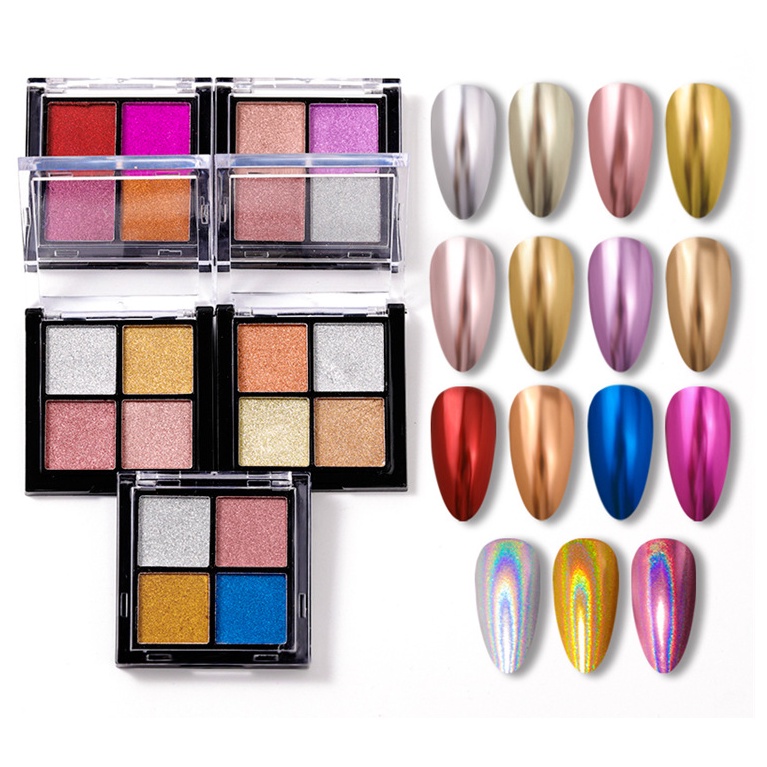 set tráng gương 4 màu trang trí nail