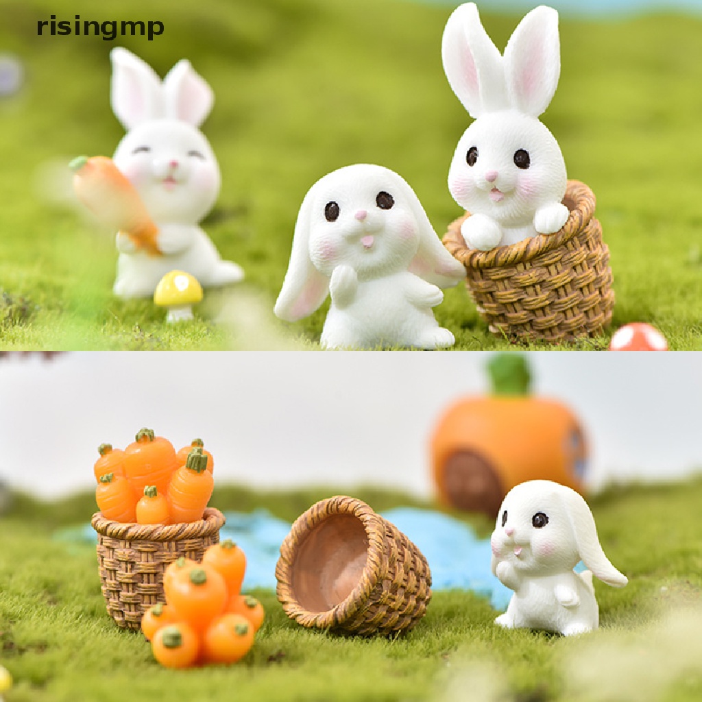 Mô Hình Thỏ Phục Sinh Mini Bằng Nhựa Resin Trang Trí Sân Vườn ♨Trên đó