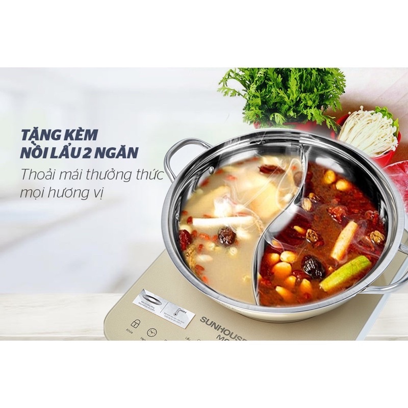 BẾP ĐIỆN TỪ SUNHOUSE MAMA SHD 6868 TẶNG KÈM NỒI LẨU 2 NGĂN BẢO HÀNH 24 THÁNG