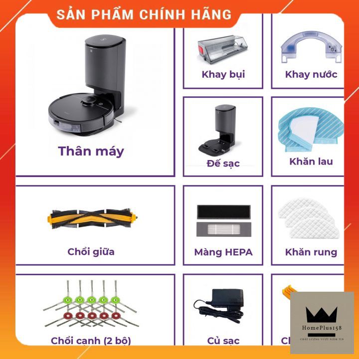 ⚡Hàng chính hãng⚡ Robot hút bụi lau nhà Ecovacs Deebot T8 AIVI+ Tự xử lý rác_ Hàng mới nguyên seal 100%