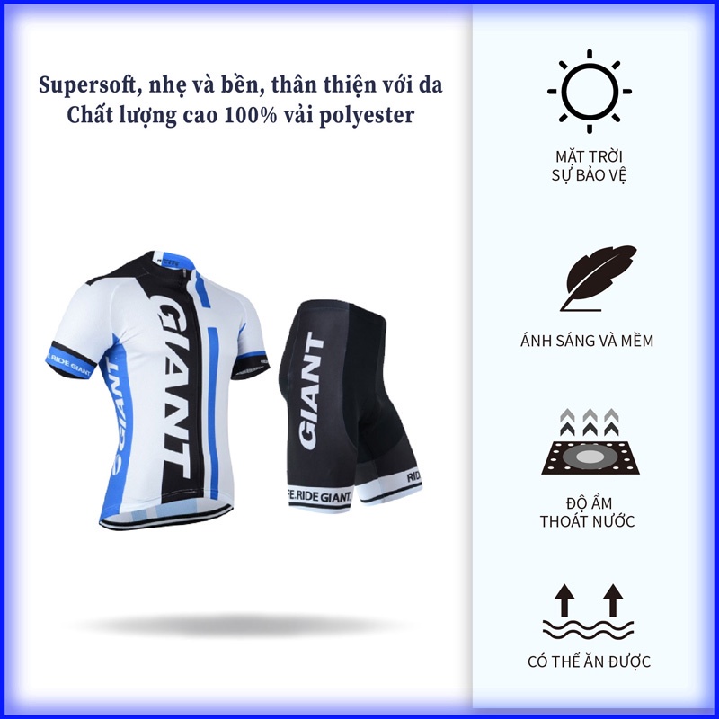 GIANT Phong cách mới Thoải mái Thoải mái Quần áo Đi xe đạp dành cho Đội chuyên nghiệp Nam Màu trắng Tay ngắn Tay áo Bộ Áo khoác Đi xe đạp
