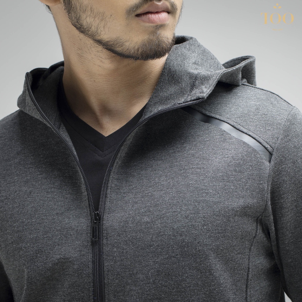 Bộ nỉ thể thao thu đông TQQ chất vải thun cotton co dãn 4 chiều, áo có mũ AT/QT1802 có 2 màu ghi, xanh than