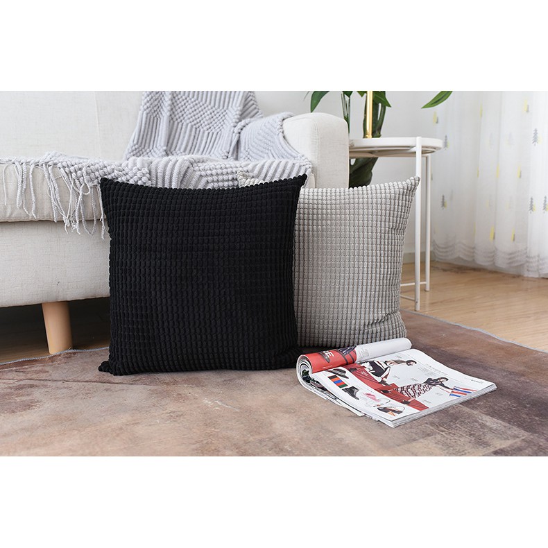 Vỏ Gối Tựa Lưng Nhung Dập Caro Ô Nhỏ Sang Trọng | BigBuy360 - bigbuy360.vn