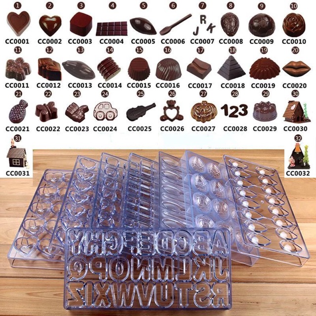 Khuôn nhựa làm socola Bonbon / Chocolate Moulds (kéo ảnh sau để xem sp)