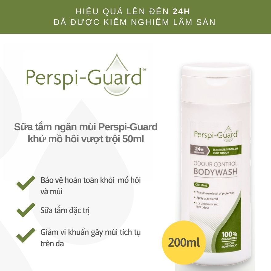 Combo Perspi-Guard Ngăn Mồ Hôi Khử Mùi Vượt Trội (Sữa Tắm 200ml + Xịt Khử Mùi 30ml)