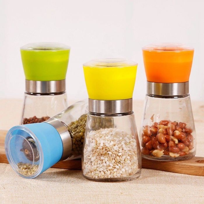 Dụng Cụ Xay Tiêu Cầm tay Nhỏ Gọn / Lọ xay tiêu, Cối xay tiêu cầm tay thủy tinh, nắp chắc chắc, tiện dụng và thông minh
