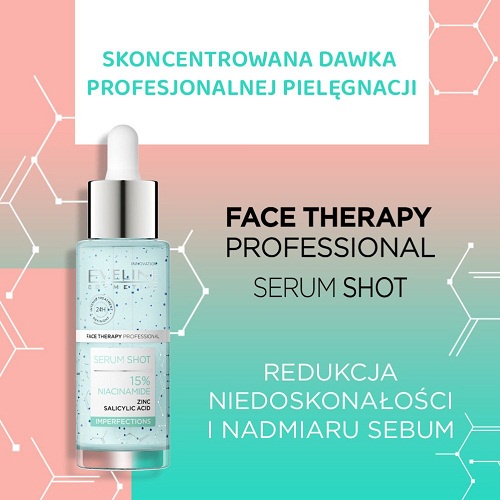 [Tặng nước tẩy trang 100ml] Tinh chất dưỡng da Eveline Serum Shot ngừa mụn, se khít lỗ chân lông Niacinamide 30ML