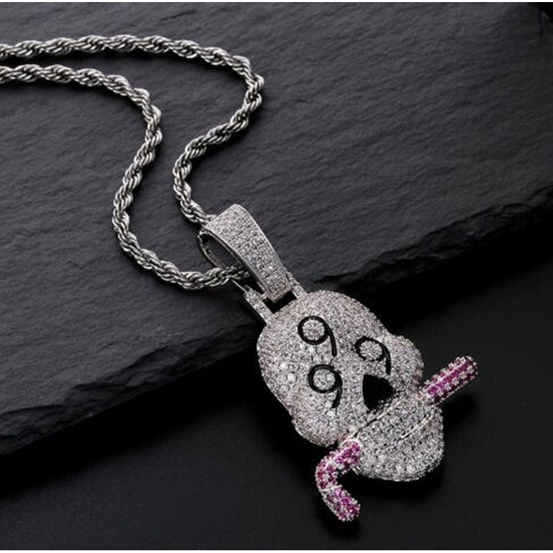 Vòng cổ Mặt Đầu Lâu Đính Đá Zircon 999 Thời Trang Cho Nam