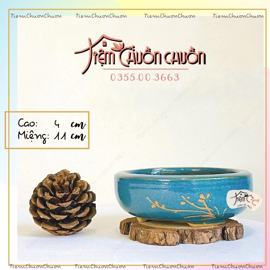 Chậu Khắc Hoa Trồng Cây Đẹp - Chậu Gốm Trồng Sen Đá - Chậu Cây Bonsai Để Bàn - tiemchuonchuon - Tiệm Chuồn Chuồn