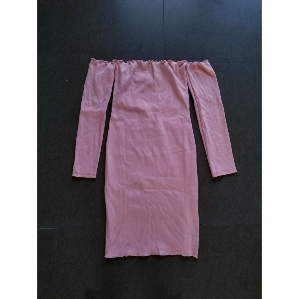 đầm trễ vai tay dài chất thun gân hàng vnxk bao đẹp | BigBuy360 - bigbuy360.vn