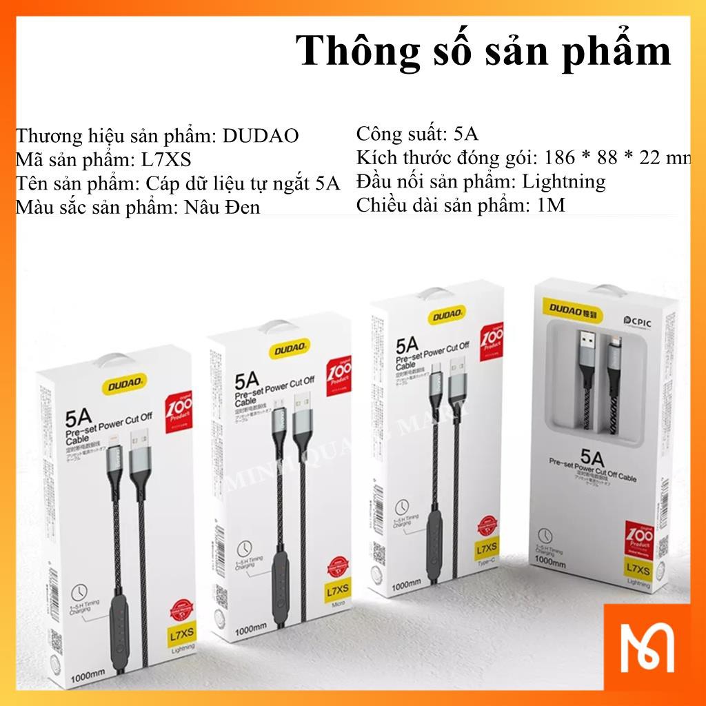 DÂY SẠC IPHONE SẠC NHANH 5A TỰ NGẮT thương hiệu Dudao HongKong nó rất thiết thực cho Sạc nhanh và Sạc hẹn giờ tự ngắt