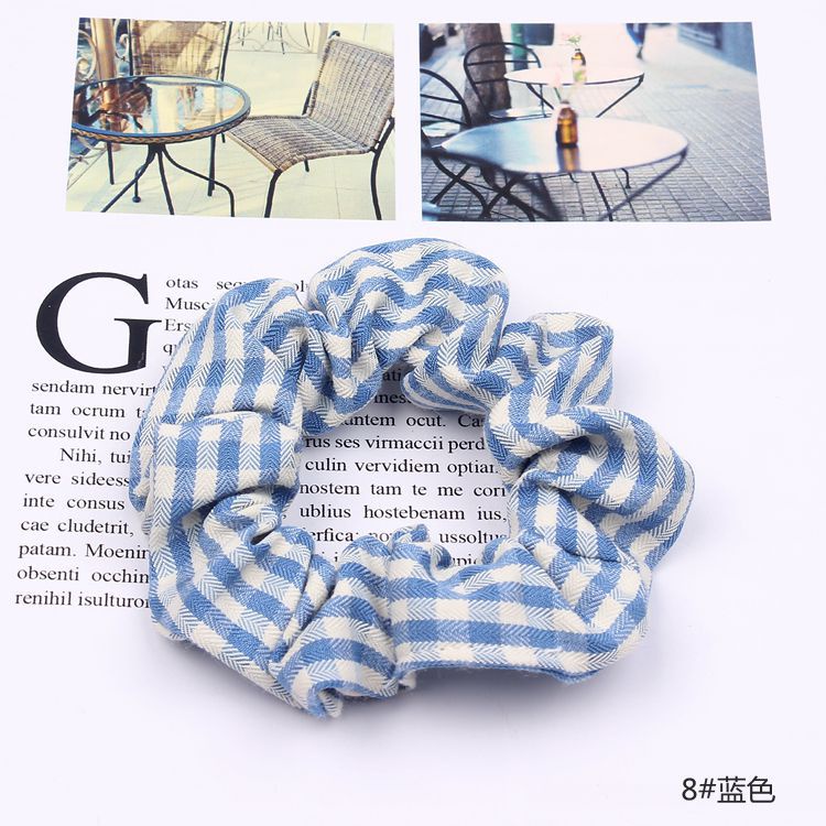 Dây Buộc Tóc Cao Su Bản Lớn In Họa Tiết Caro Phong Cách Pháp Cho Nữ