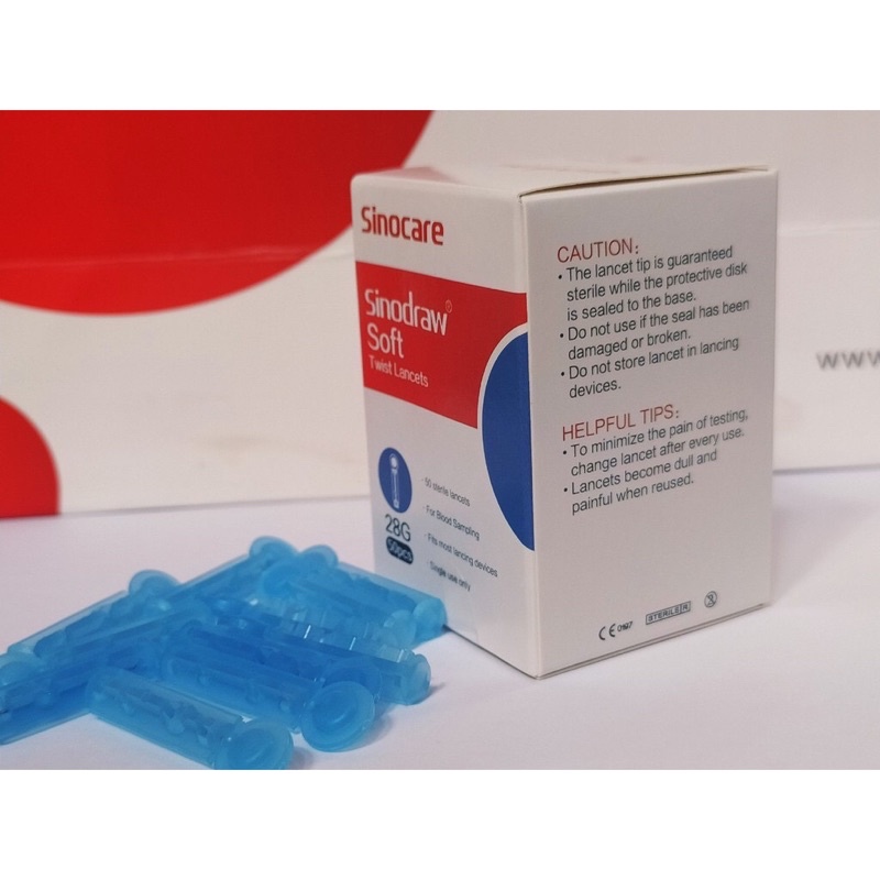 HỘP 50 CÂY Kim lấy máu, Kim chích máu Sinodraw cho máy đo đường huyết kim lấy máu cho các dòng máy đo thử đường huyết