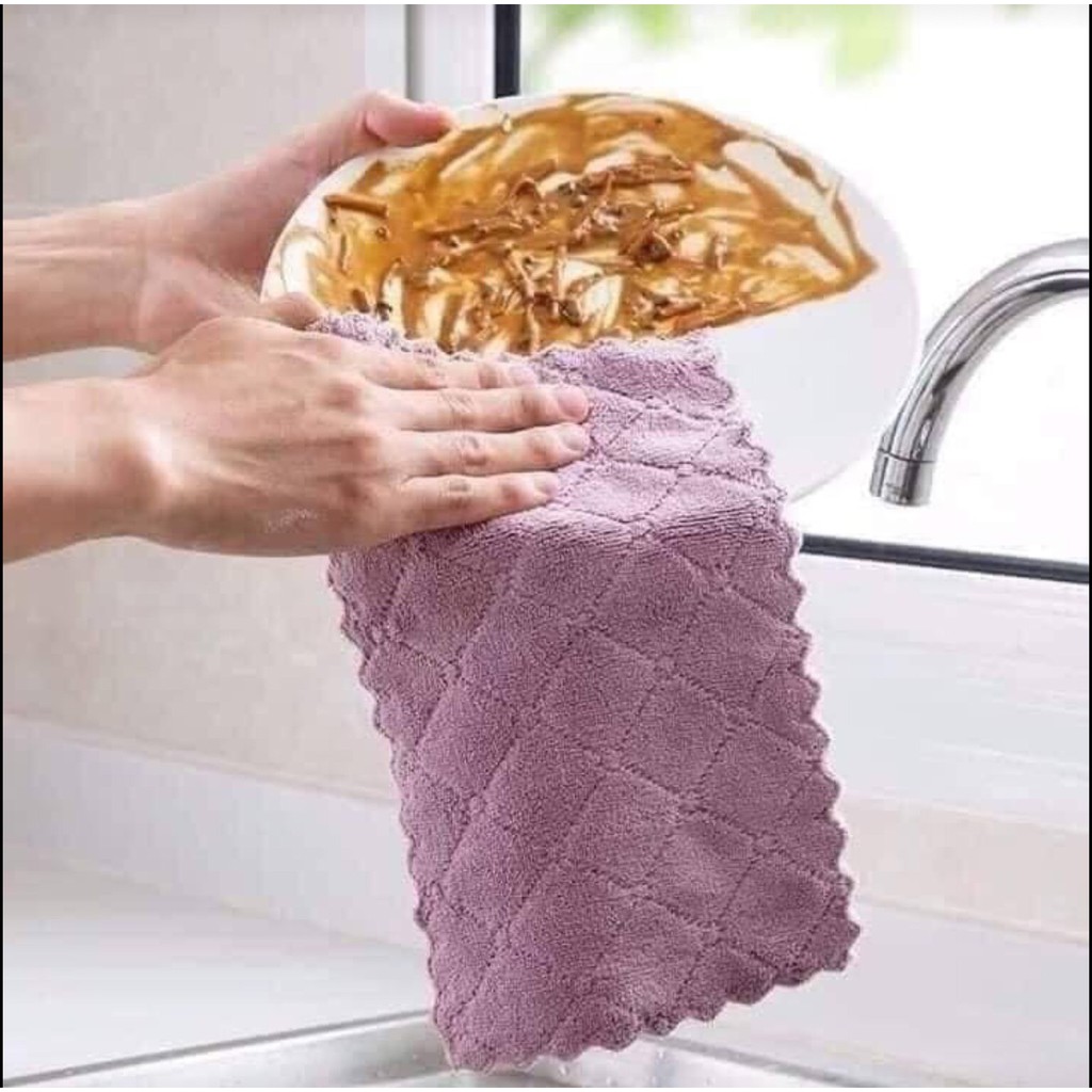 Combo 15 Khăn lau bếp đa năng 2 mặt mẫu mới siêu thấm nước , siêu mềm mịn kích thước 𝟐𝟓 𝐱 𝟐𝟓𝐜𝐦