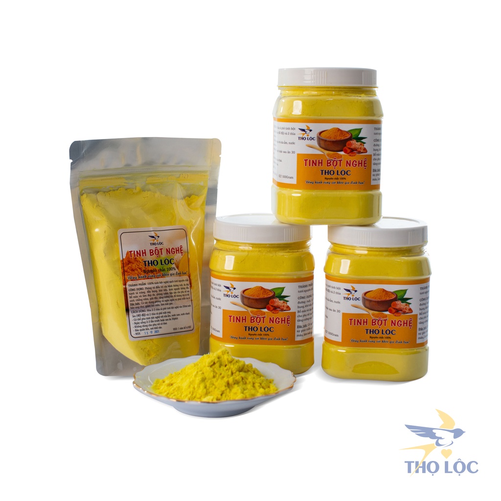 Tinh bột nghệ nguyên chất vàng dùng đắp mặt và uống Thọ Lộc 250g 500g