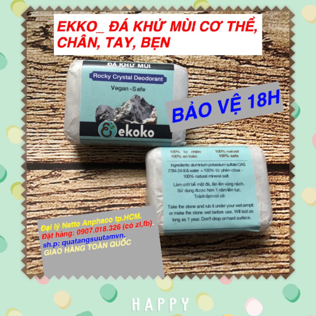 [BẢO VỆ 18H - KHÔNG MÙI]Đá Lăn Nách Khử Mùi Tự Nhiên -  Đá Khoáng Khử Mùi Phèn Chua Ekoko Rocky Crystal Deodorant