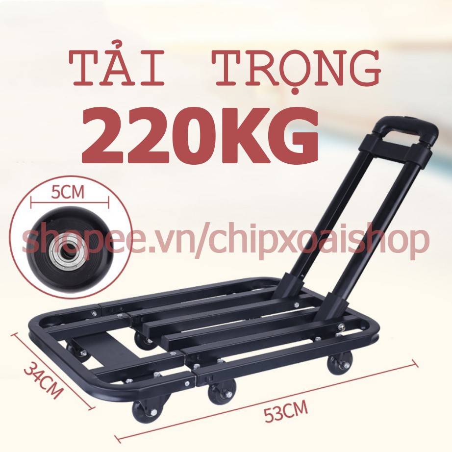 Xe Đẩy Hàng Gấp Gọn Khung Thép ( Tặng 2 Dây Co )