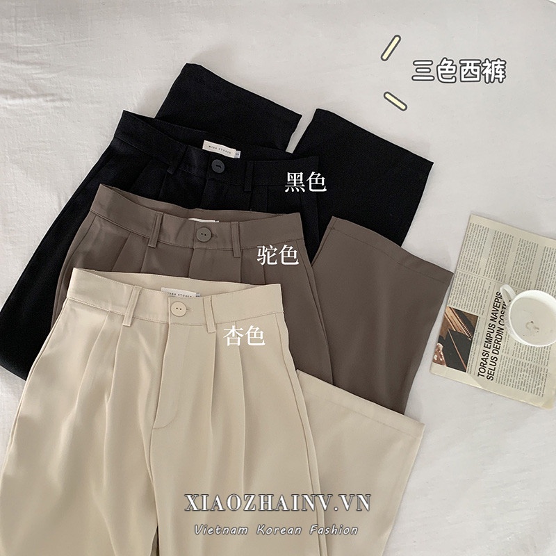 Quần dài lưng cao 3 màu phong cách Hàn Quốc retro thời thượng cho nữ Xiaozhainv | BigBuy360 - bigbuy360.vn